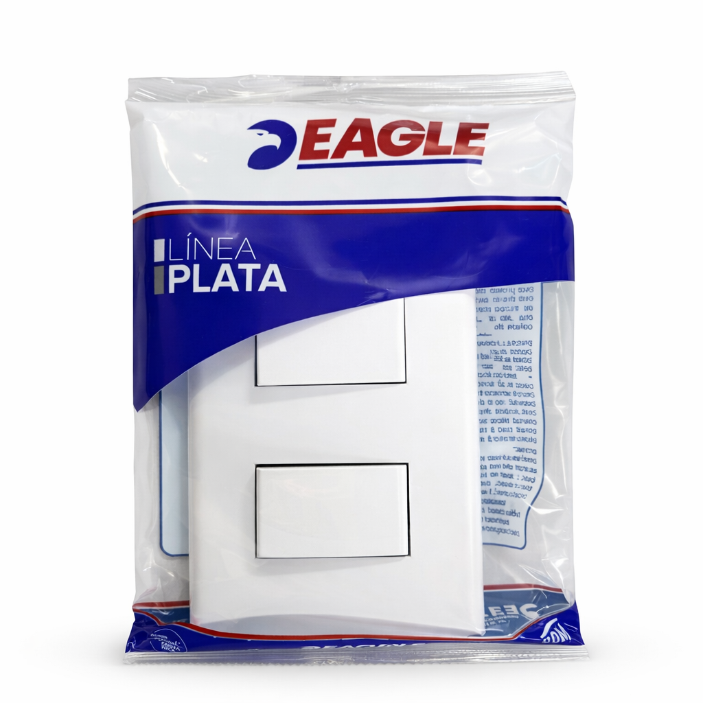Interruptor Doble Eagle Línea Plata (Blanco)