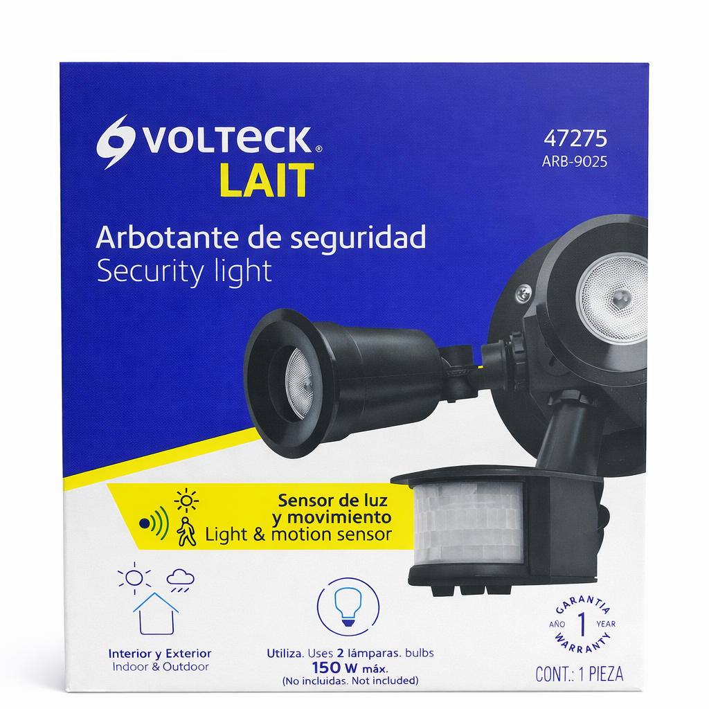 Volteck LAIT – Arbotante de Seguridad con Sensor de Luz y Movimiento