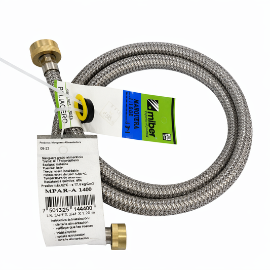 Manguera para Lavadora de Acero Inoxidable – 3/4" x 3/4" (120 cm)